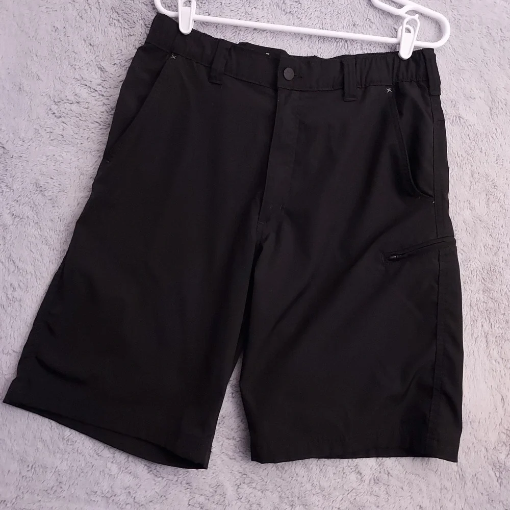 Wrangler Shorts Mens 32 Elastic Waist Outdoor Black Cargo Pocket Hiking Casual